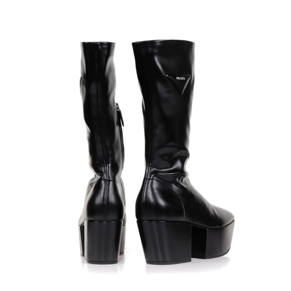 PRADA Platform Stretch Leather Boots - Picture 4 of 8
